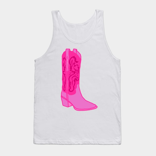 Preppy Bright Pink Cowgirl Aesthetic Tank Top by Asilynn